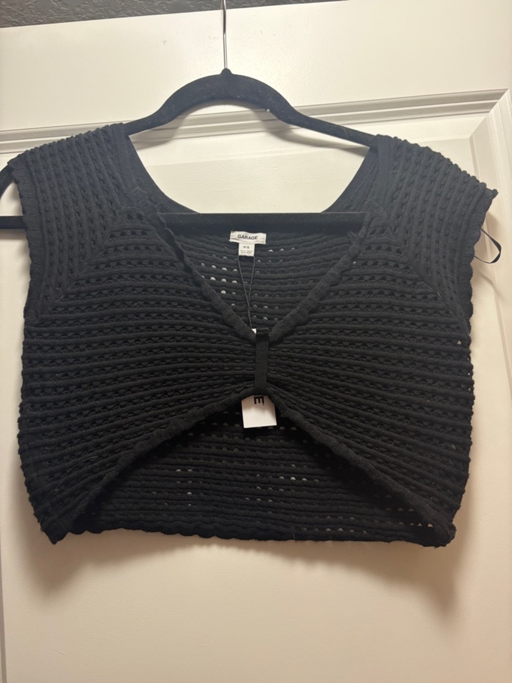 Blank NYC Black Knit Twist-Front Crop Tank